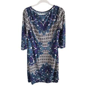 London Times Woman's dress Size 10 Geometric/Paisley Print Boho Spring Easy Care